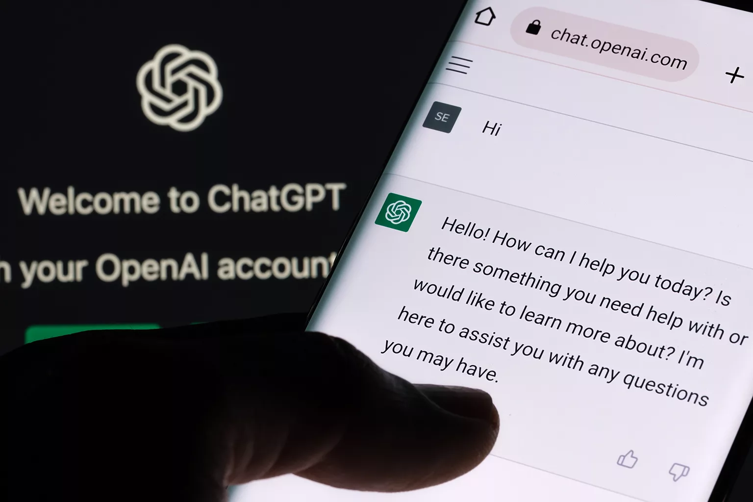 ChatGPT chat bot screen