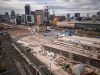 BIRMINGHAM, UK - MARCH 20, 2024 - Aerial drone view of Birmingham