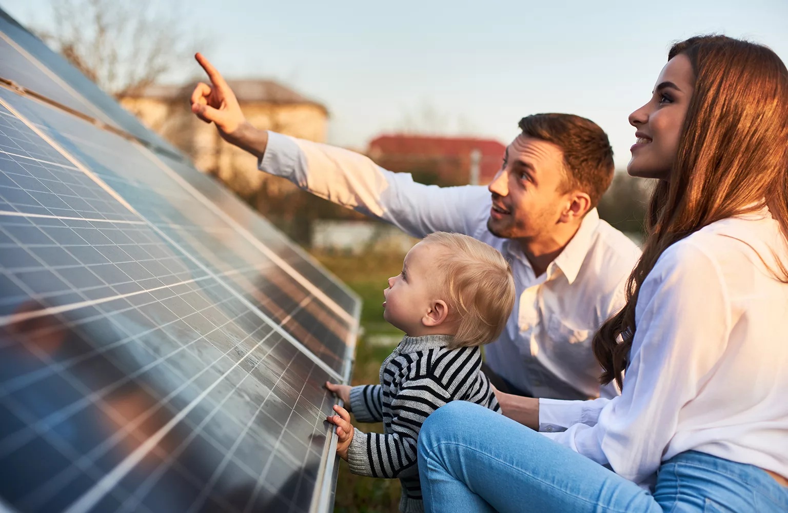 Man showing solar panels