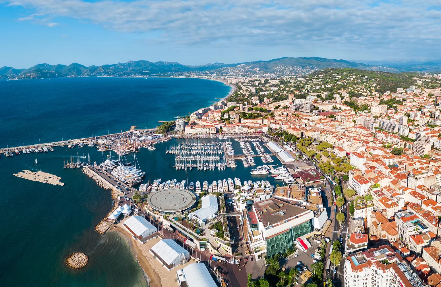 Cannes aerial panoramic view, France